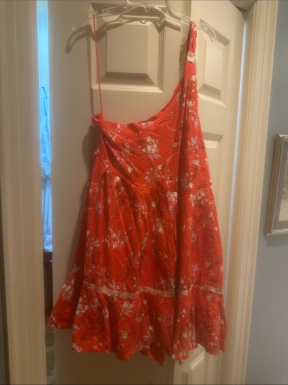 Free People One-Shoulder Coral Floral Dress